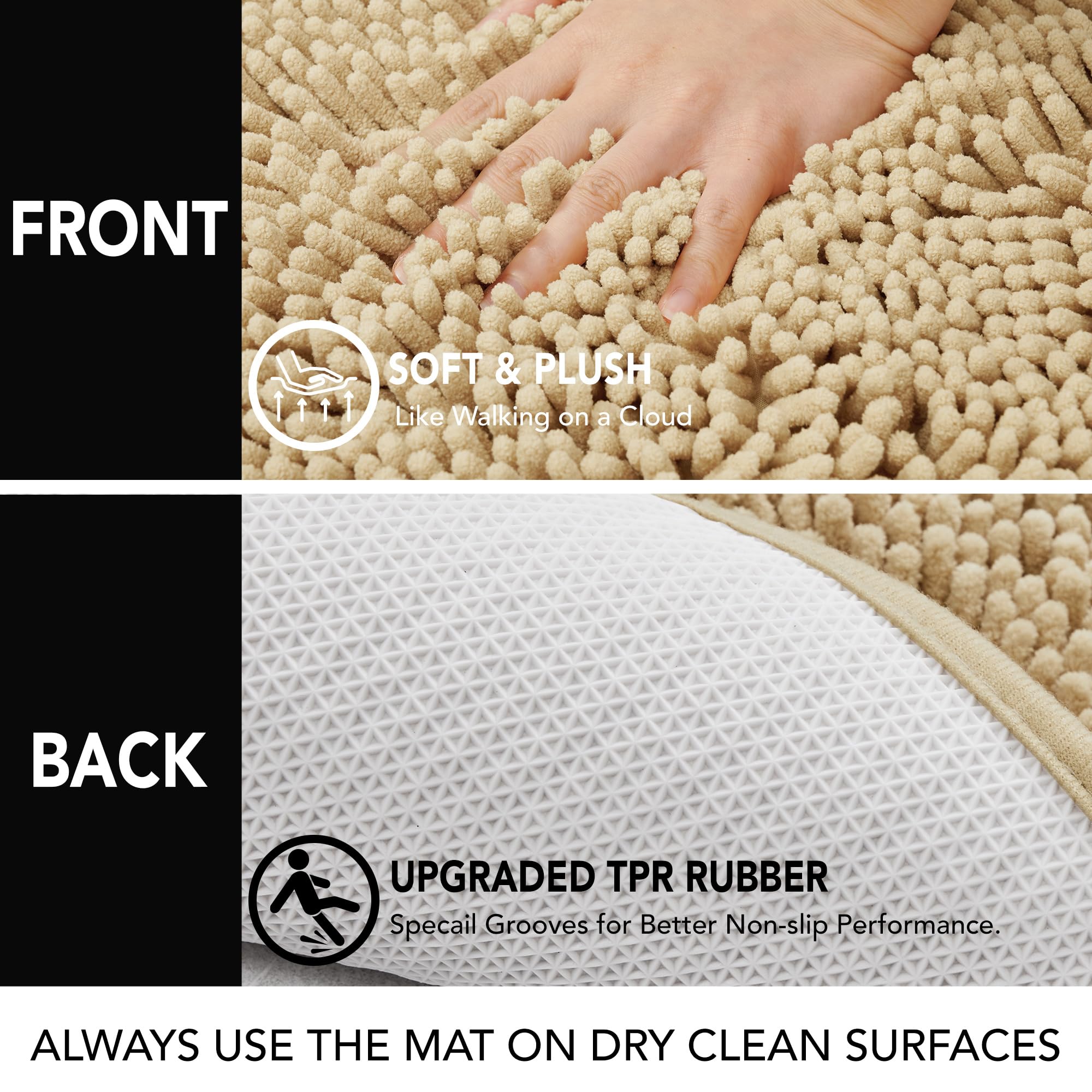 Deconovo Bath Mat 44x24 Inch Non-Slip, Ultra Absorbent, Machine Washable Microfiber Rug for Bathroom Floor, Hotel & Home Use – Oeko-TEX Certified, Quick Dry, Soft Plush Feel Red