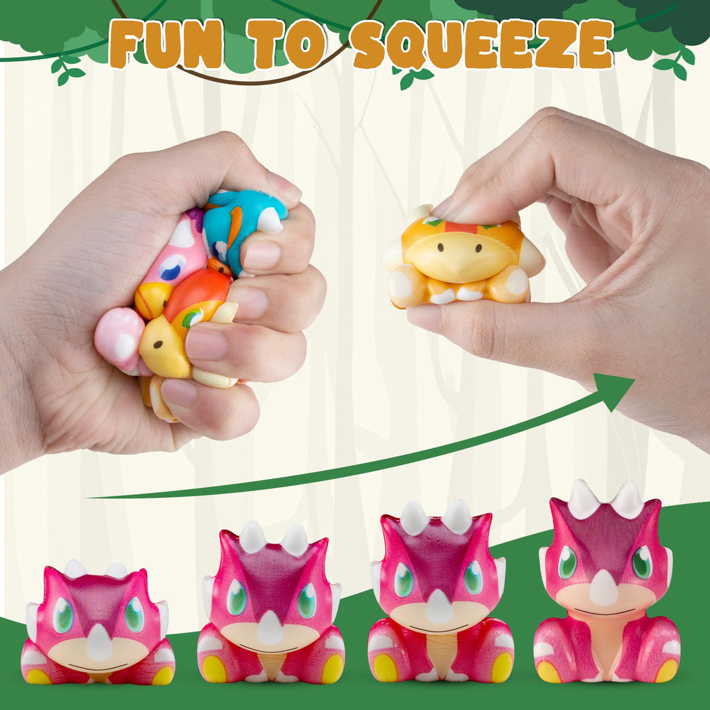 DMIGHT Party Favors for Kids 24PCS Dinosaur Squishy Toys,Goodie Bag Stuffers, Pinata Stuffers,Birthday Gifts for Boys & Girls,Treasure Chest Prizes,Classroom Prizes for Kids (Dinosaur) (Dinosaur)