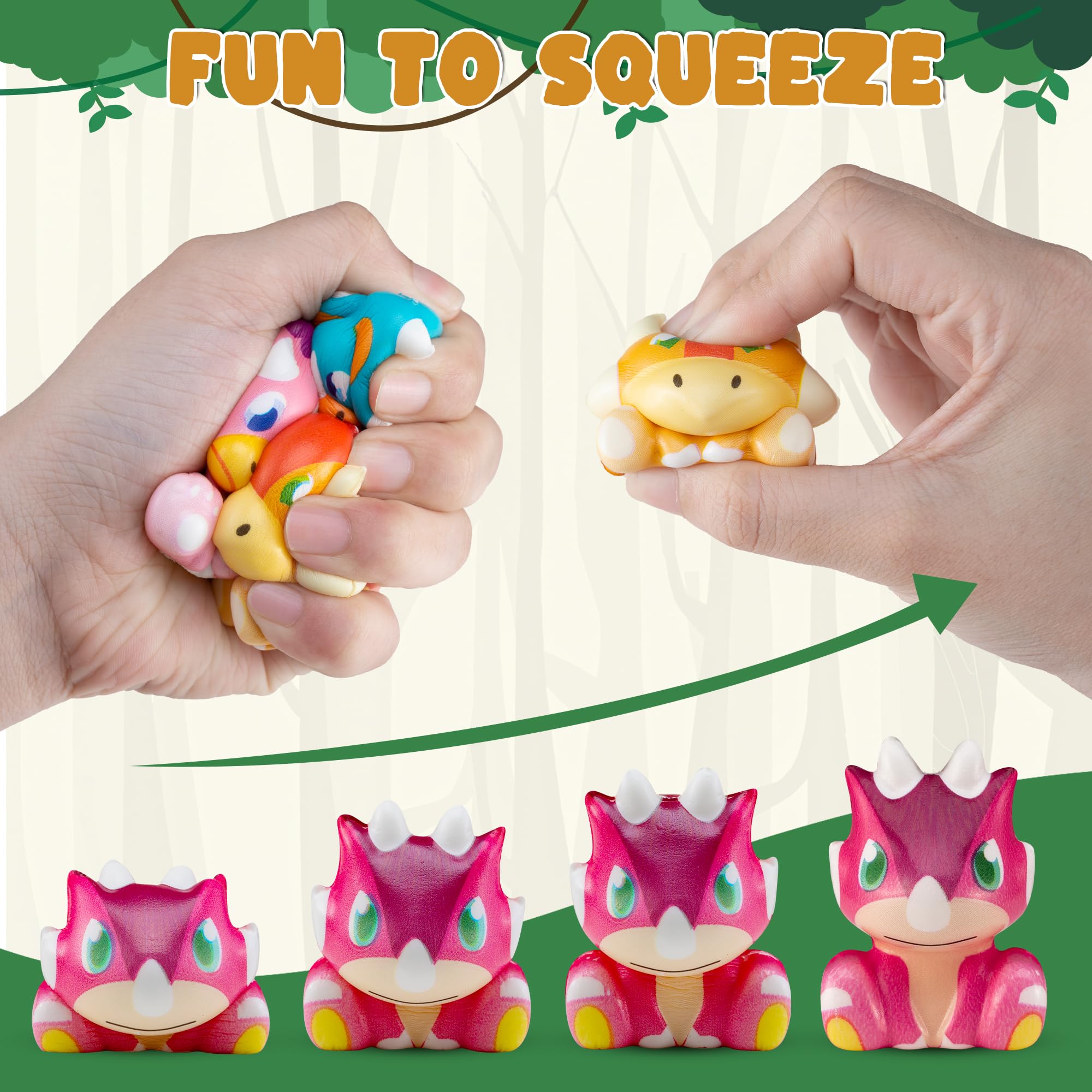 DMIGHT Party Favors for Kids 24PCS Dinosaur Squishy Toys,Goodie Bag Stuffers, Pinata Stuffers,Birthday Gifts for Boys & Girls,Treasure Chest Prizes,Classroom Prizes for Kids (Dinosaur) (Dinosaur)