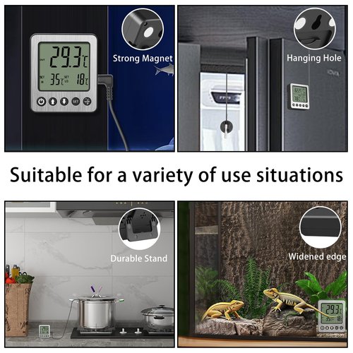 Refrigerator Thermometer Freezer Alarm Digital Freezer Thermometer Fridge Thermometer with Extra Sensor high and Low Temperature Alarm 2pcs White zz10