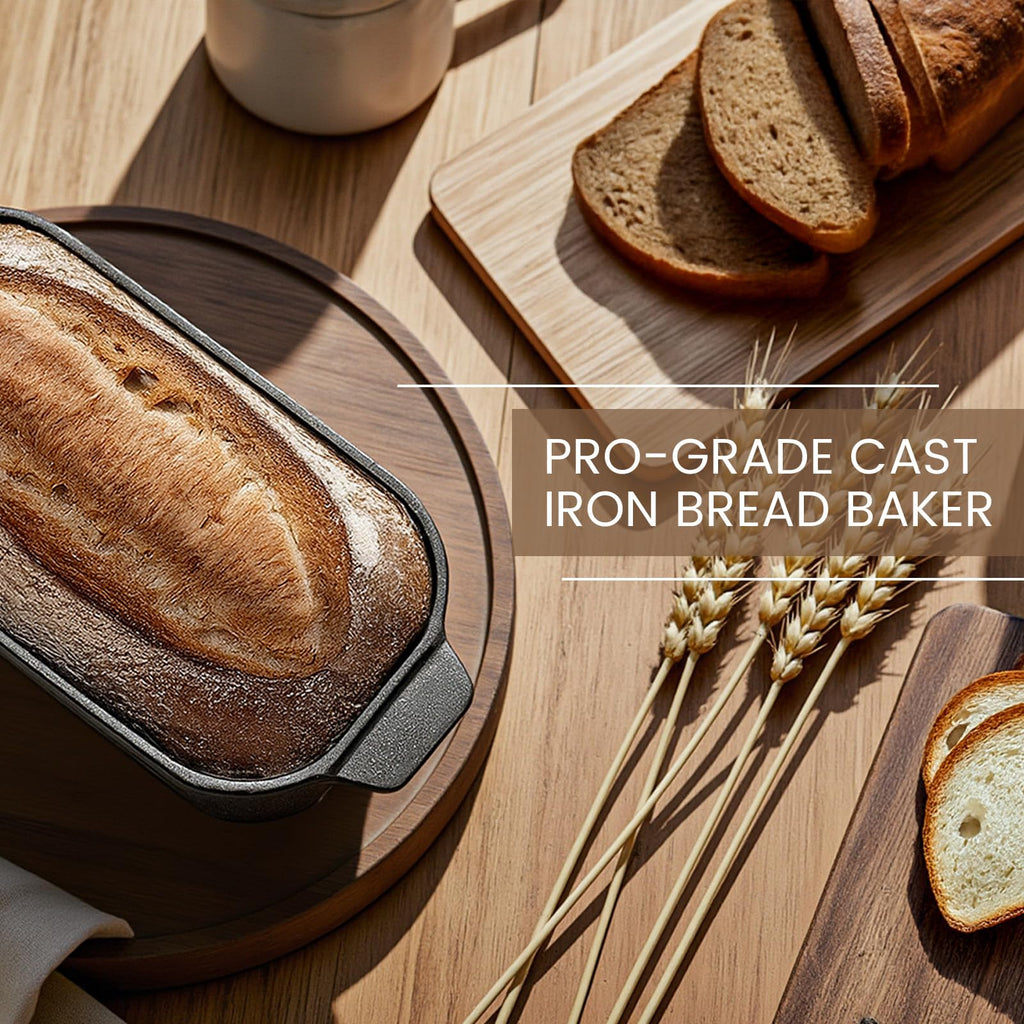 FRRLY Cast Iron Bread Loaf Pan with Lid,Bread Baking Pan,Cast Iron Dutch Oven for Sourdough,10 x 5 Inch Pre-seasoned Even Heat Distribution Baking Pan for Homemade Bread