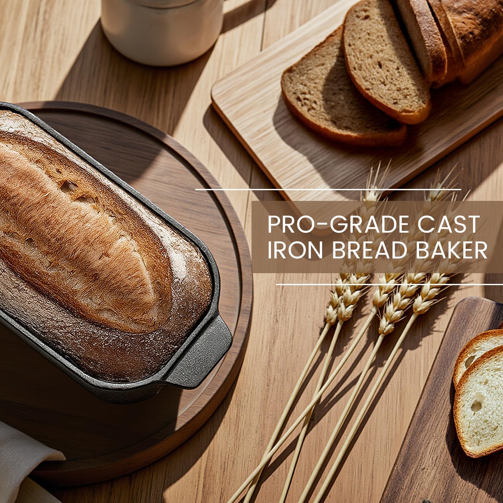 FRRLY Cast Iron Bread Loaf Pan with Lid,Bread Baking Pan,Cast Iron Dutch Oven for Sourdough,10 x 5 Inch Pre-seasoned Even Heat Distribution Baking Pan for Homemade Bread