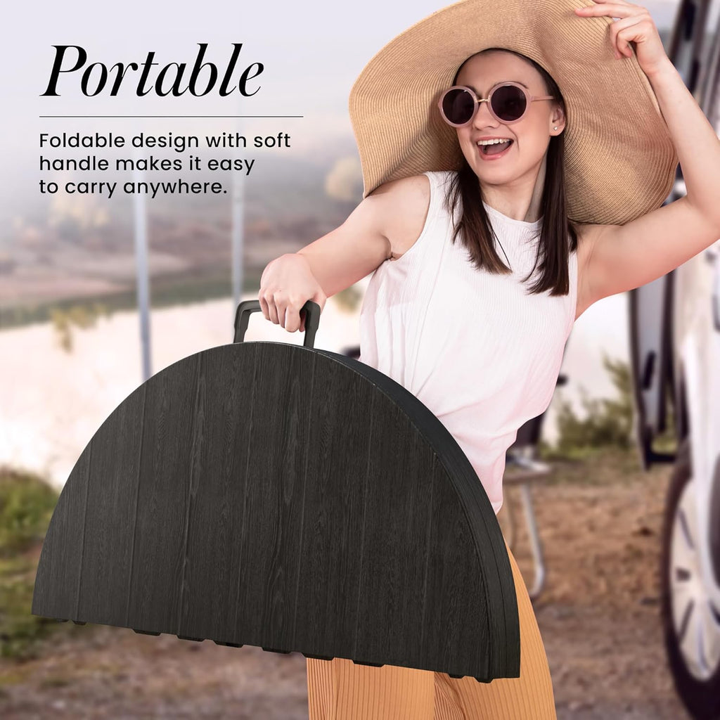 Modern Space 3.5 Feet Circular Round Foldable Table - Heavy Duty Portable Design for Indoor/Outdoor Events