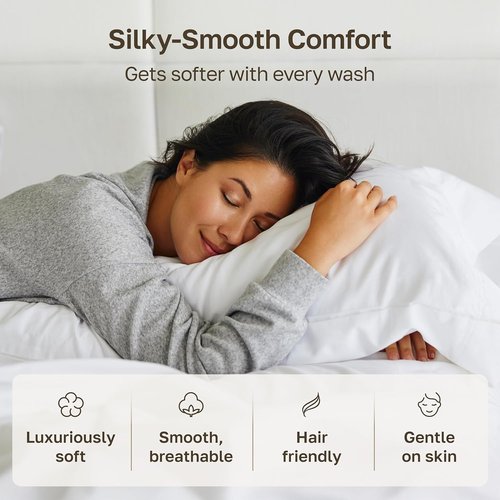 California Design Den King Size Pillowcase Set - 400 Thread Count, 100% Cotton Sateen, Soft & Breathable | Black