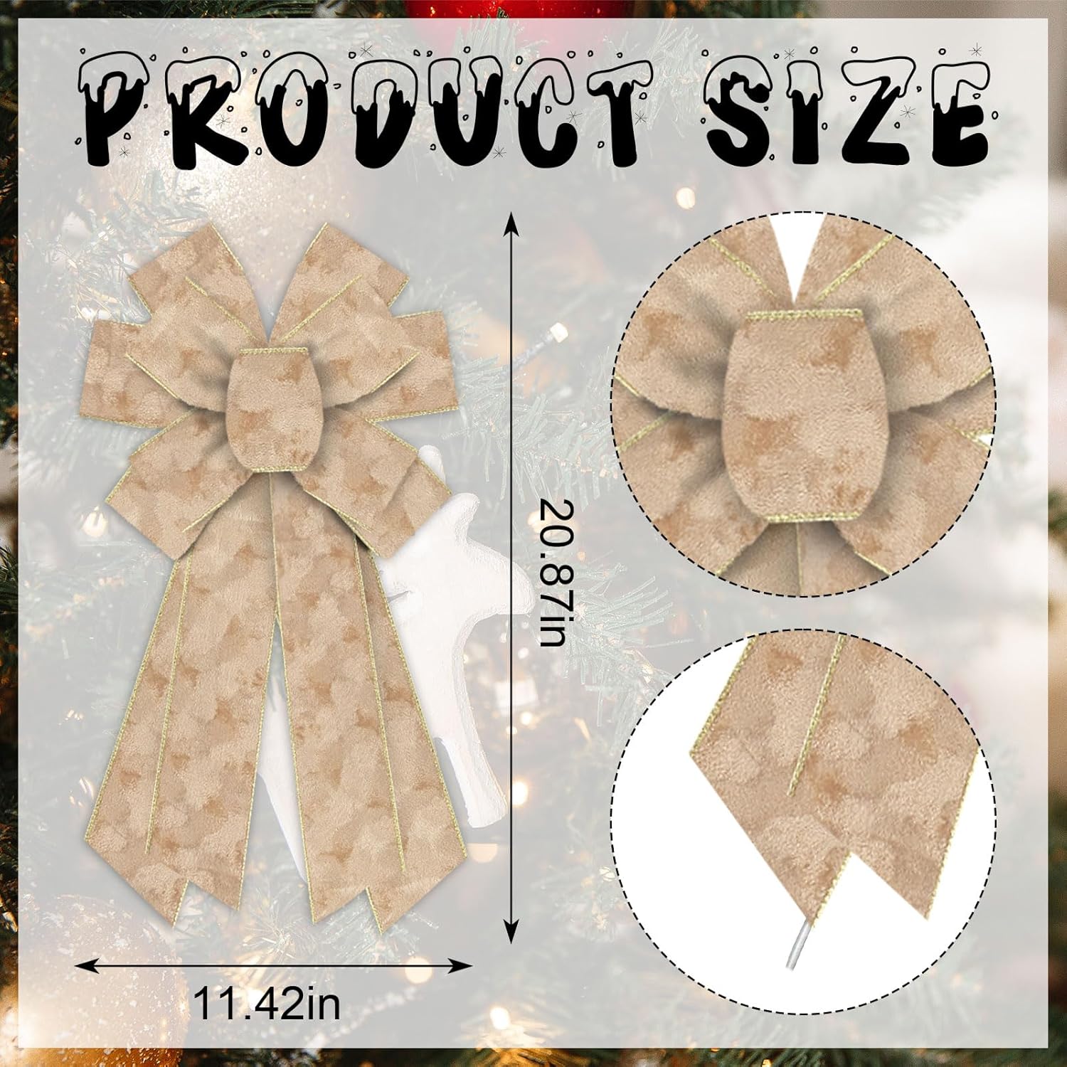 Regine Switzerland Large Christmas Bow - Champagne Velvet Wreath Decor for Front Door & Party