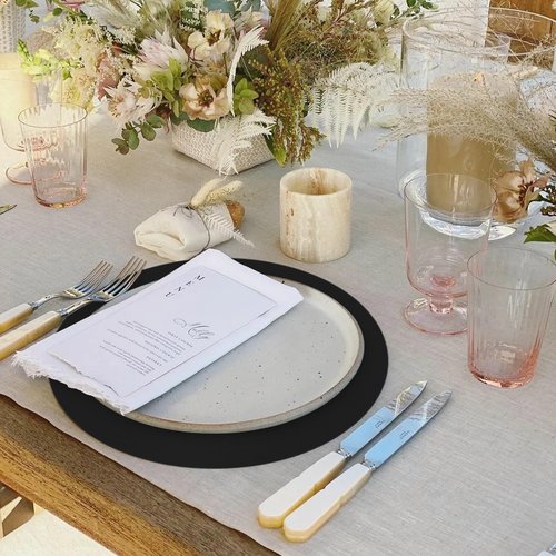 50 Black Paper Place Mats Black Round Disposable Table Mats Decorative Placemats for Wedding Banquet Party Tableware Decor
