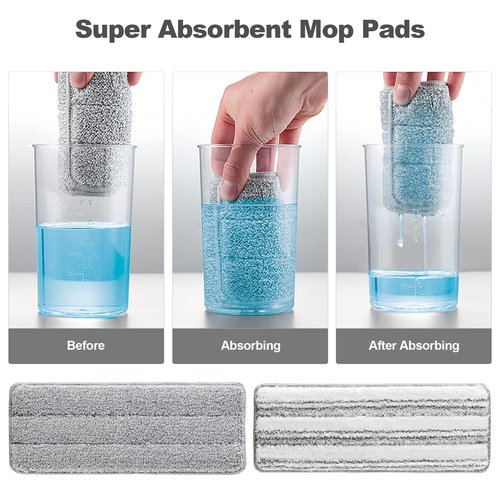 JOYMOOP Mop Replacement Pads, 4-Pack 13" × 4.9" Microfiber Flat Mop Refills, Dual Grey & Stripe Pads for Wet & Dry Cleaning, Fits JOYMOOP Mop Head Refills, Machine Washable, Durable, Scratch-Free