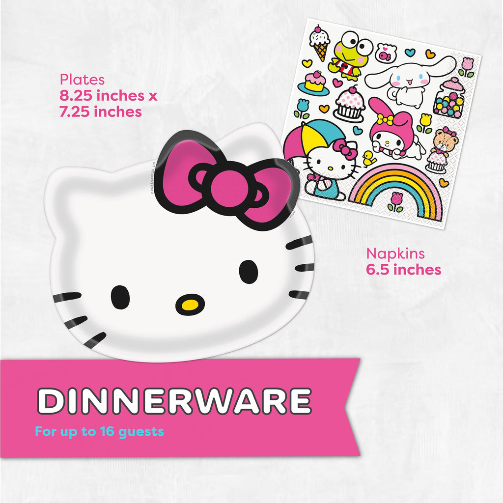Hello Kitty Birthday Decorations for 16 | Banner, Tablecloth, Plates, Napkins | Officially Licensed Hello Kitty Party Decorations