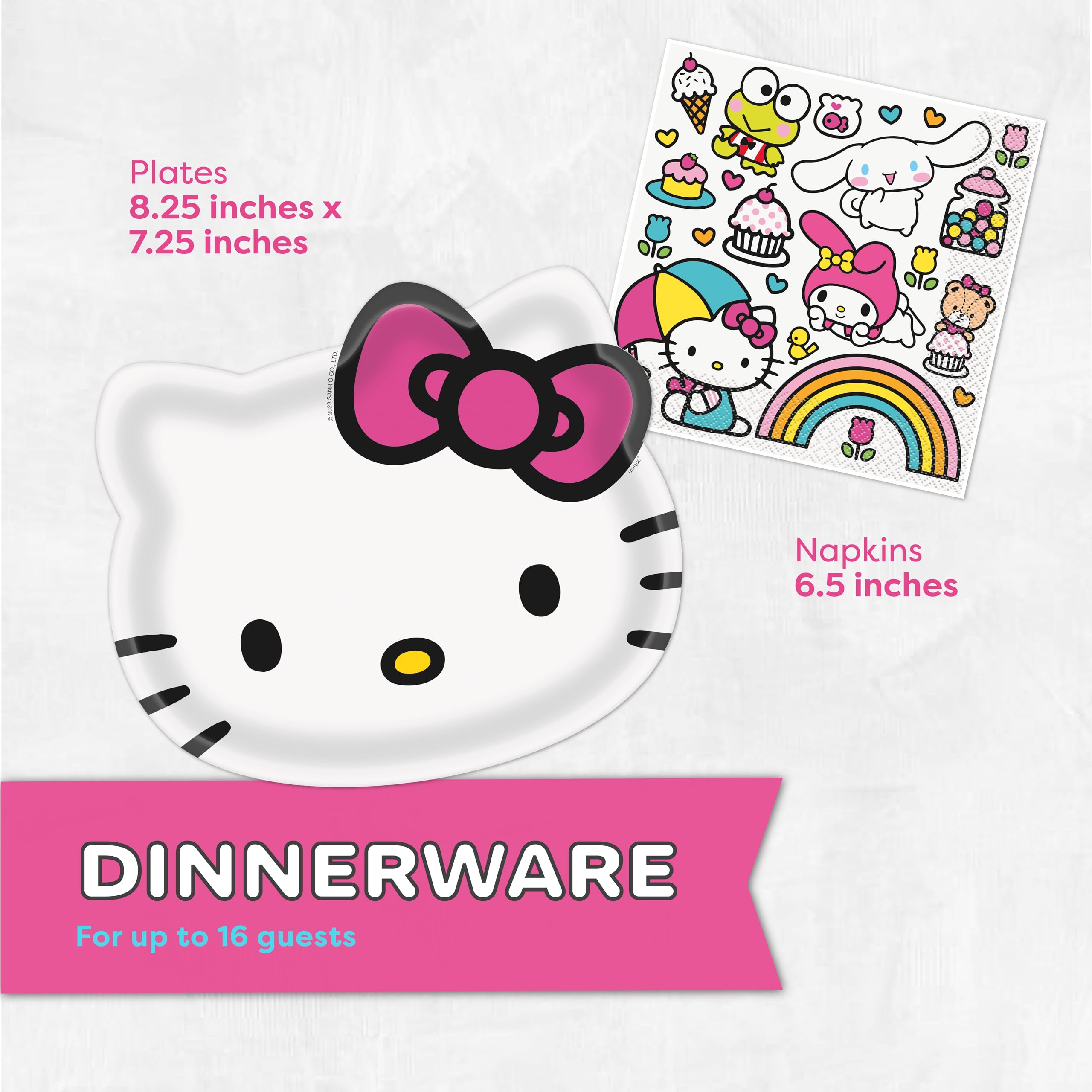 Hello Kitty Birthday Decorations for 16 | Banner, Tablecloth, Plates, Napkins | Officially Licensed Hello Kitty Party Decorations