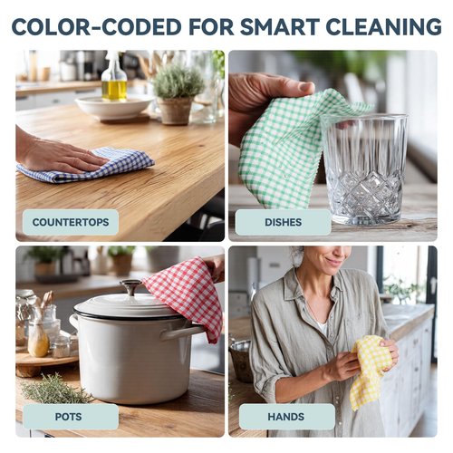 Egles 16 Packs Kitchen Dishcloths 12x12 Inches 100% Cotton Kitchen Dish Cloths for Washing Dishes Scrubbing Wash Cloths Dish Towels Sets (Mix Color)