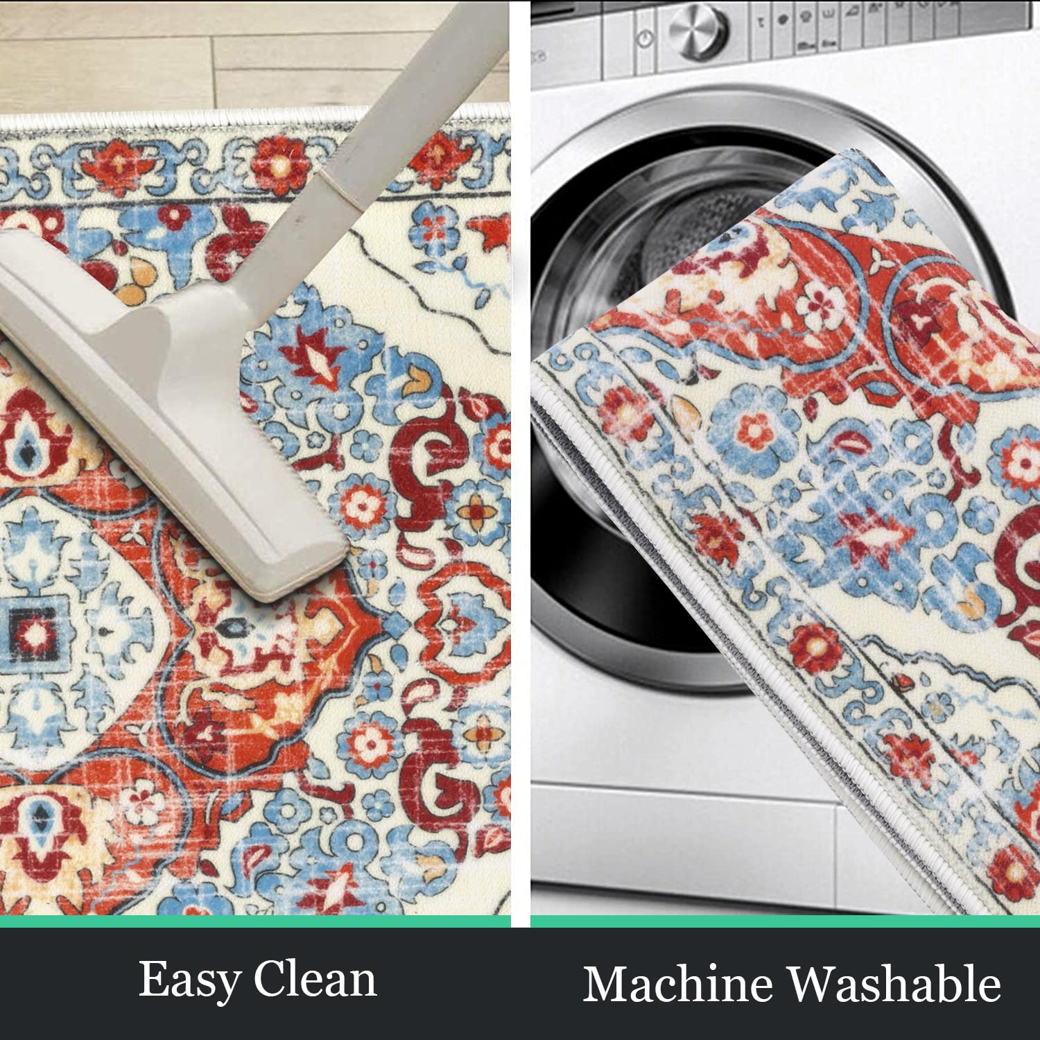 HEBE Farmhouse Kitchen Rugs Sets of 3 Non Slip Washable Boho Kitchen Rugs and Mats for Floor Kitchen Runner Rug Floor Carpet for Kitchen, Laundry, Hallways