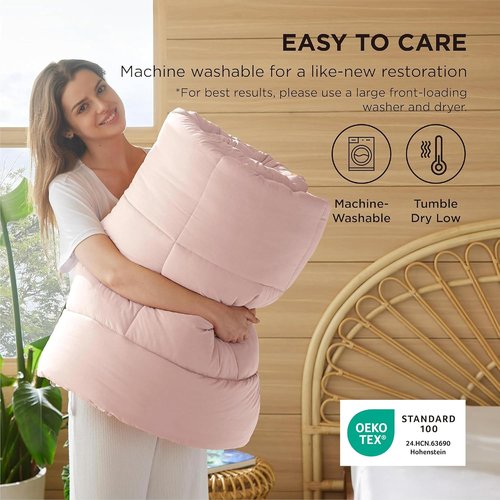 Bedsure Comforter Duvet Insert - All-Season Quilted Down Alternative Blanket, Pink Full Size 86 x 82 Inches