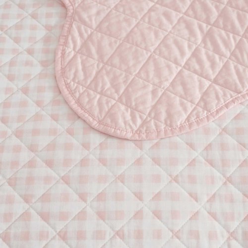 Martha Stewart - Twin Quilt Set, 100% Soft & Breathable Bedding with a Lightweight Feel for Year Round Comfort, 2 Piece Bed Set with Matching Pillowcase (Olivia Gingham Pink)