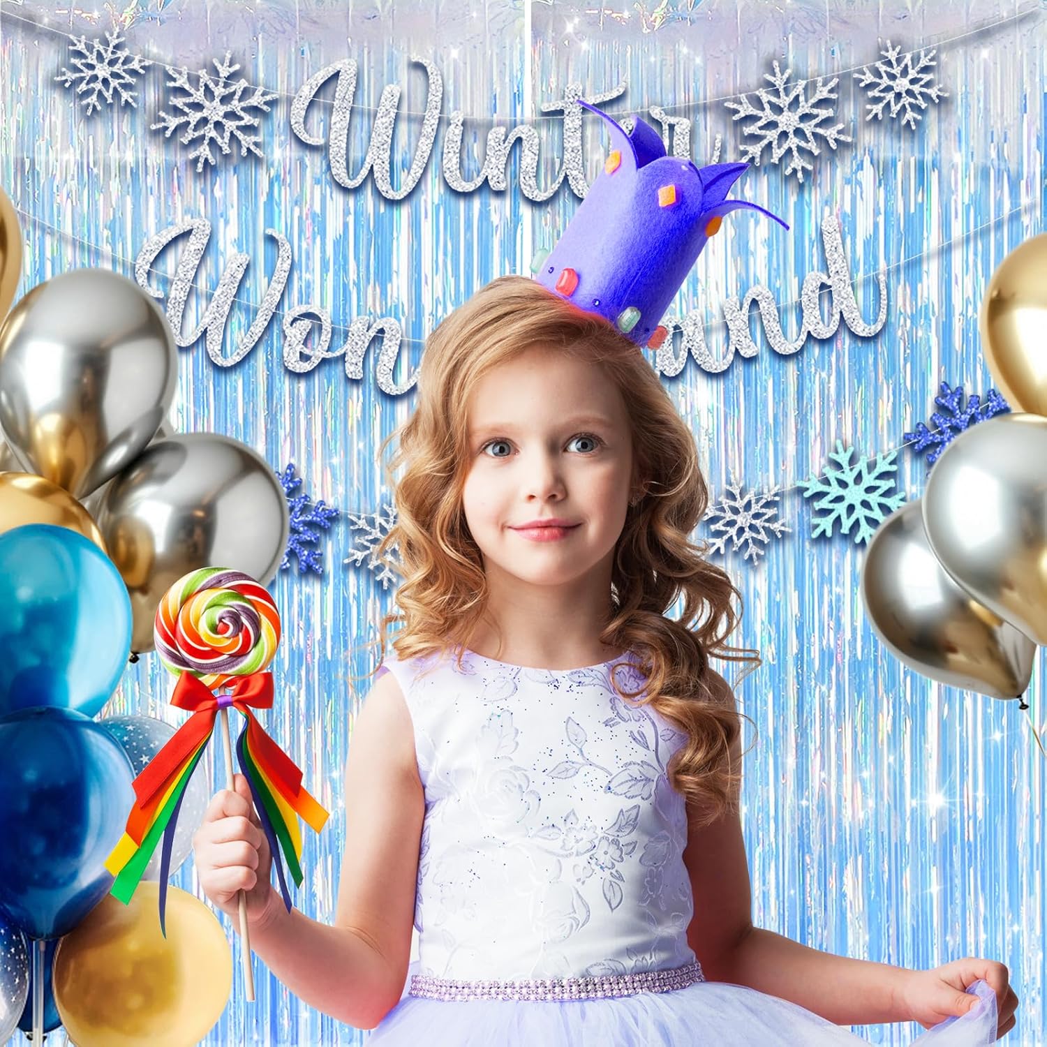 MYUPDALIN Iridescent Party Streamers - Foil Fringe Curtain for Mermaid Ocean Theme | 2 Pack