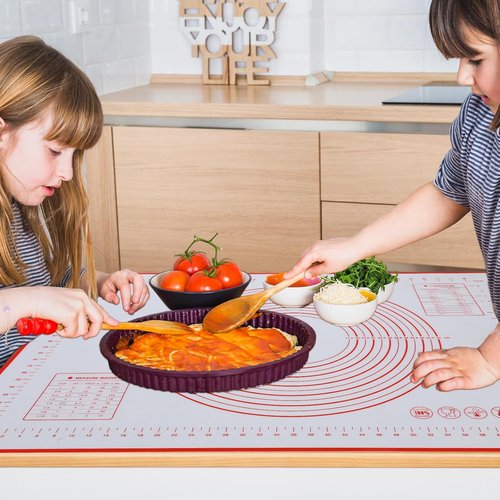 Large Silicone Baking Mat by [Brand Name] - 32 x 24 Red Pastry Mat with Measurement for Easy Dough Rolling