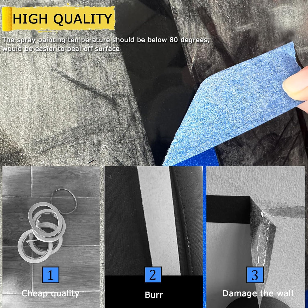 Premium Painters Tape by 4 Rolls | Blue Masking Tape for Easy Removal & No Residue | 88 Yards