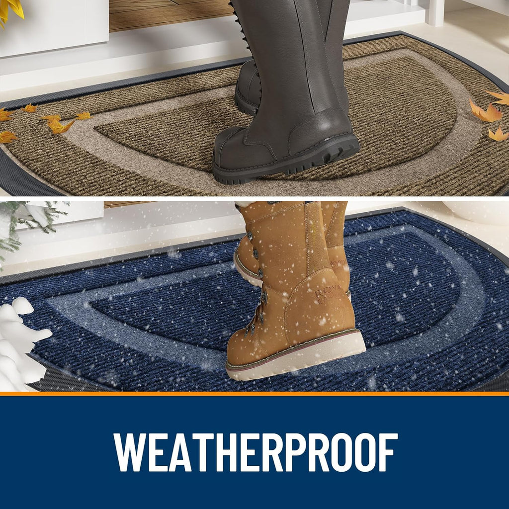 OLANLY Half Circle Door Mat - Waterproof All-Season Indoor/Outdoor Welcome Mat, 29.5x17, Beige