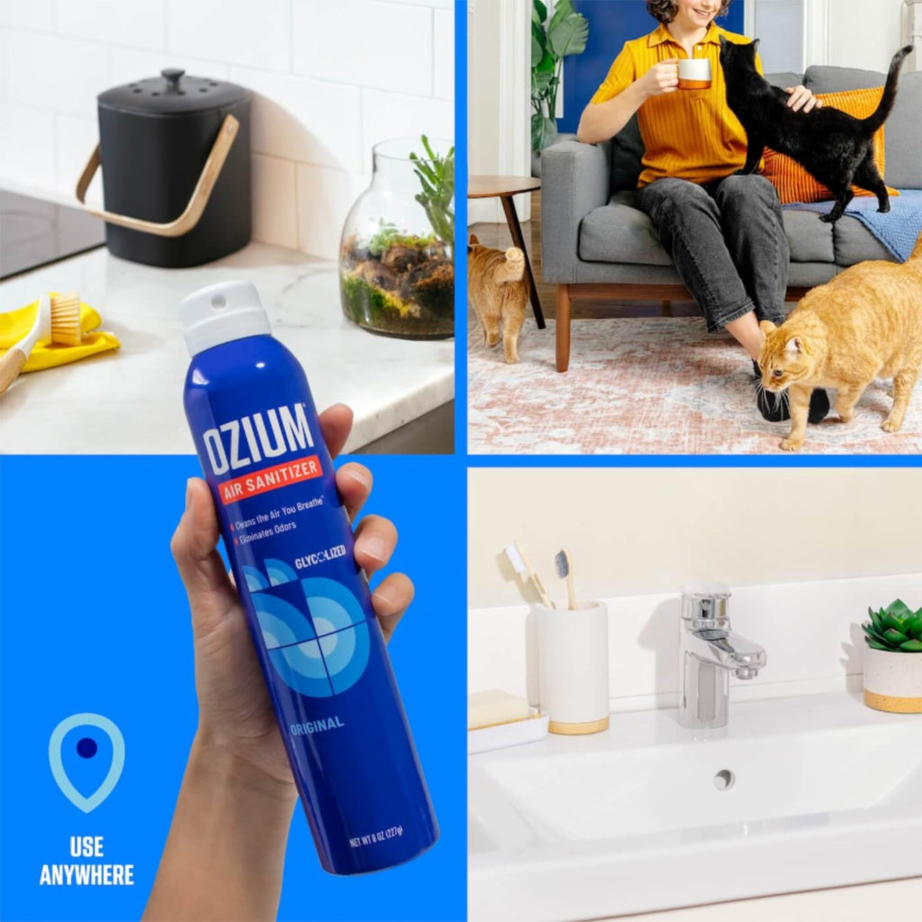 Ozium 0.8 oz. Air Sanitizer & Odor Eliminator for Homes, Cars, Offices and More, Vanilla Scent, Pack of 2