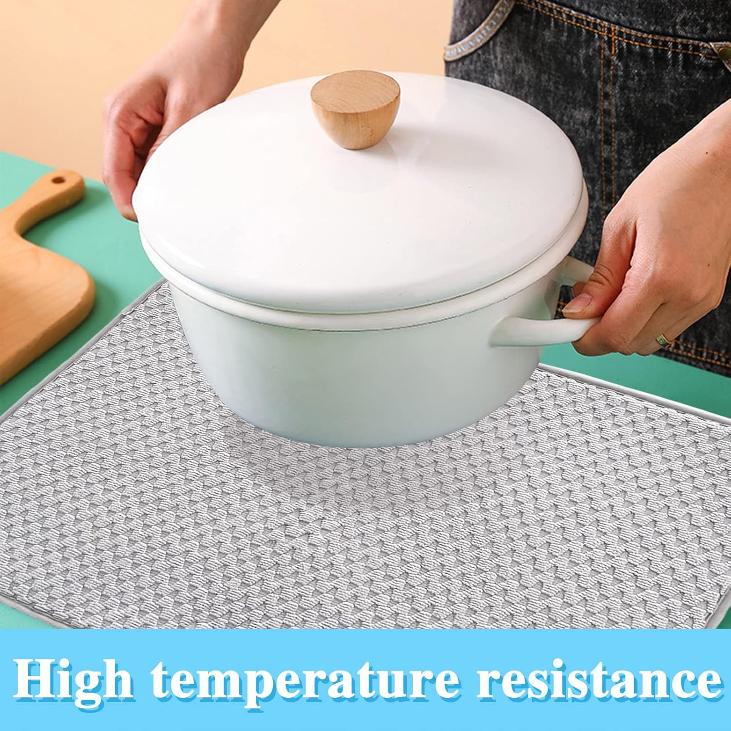 Skiennix Microfiber Dish Drying Mat - Absorbent Kitchen Counter Pad, Large 24"x17", Gray