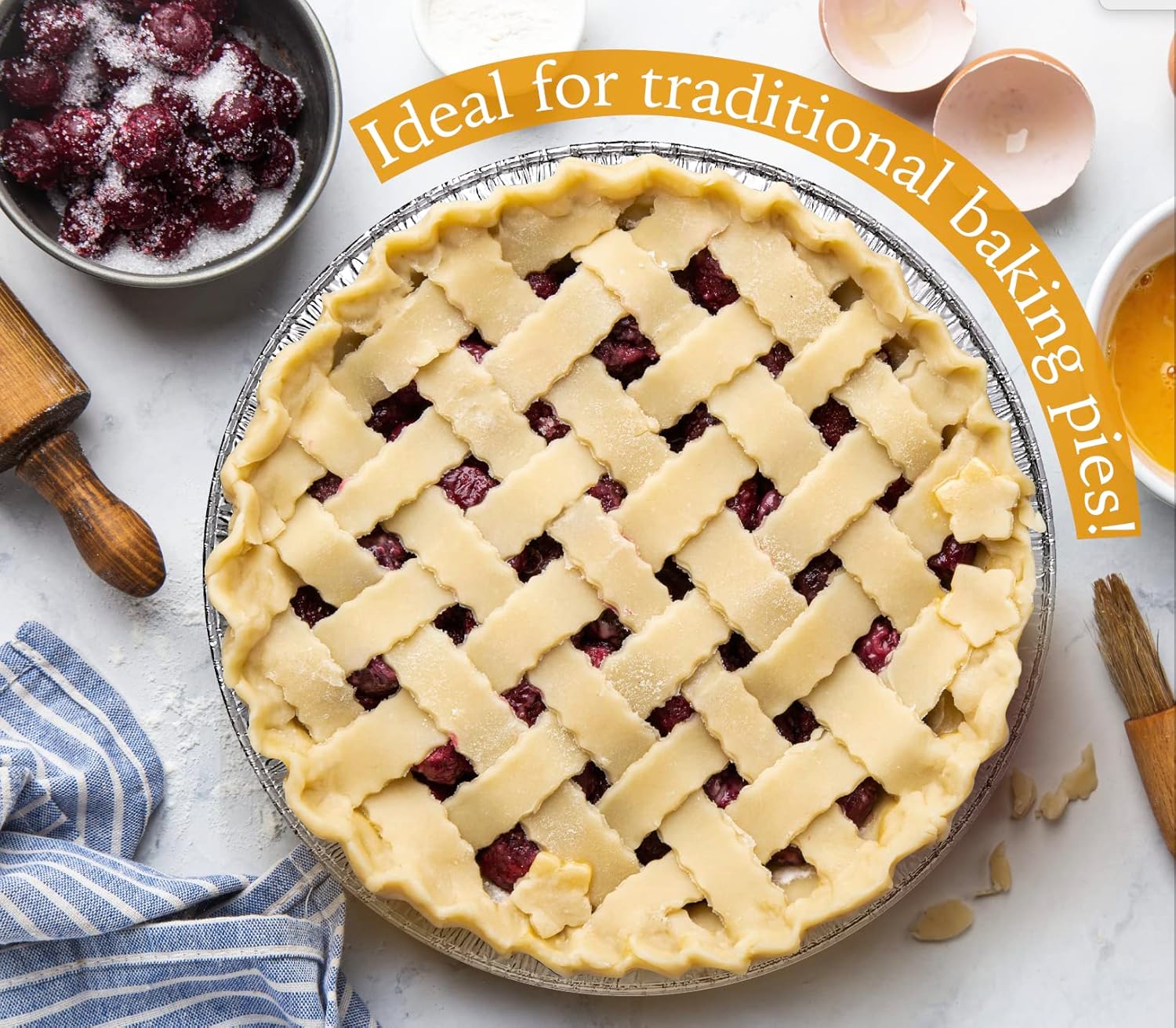 Aluminum Foil Pie Tins - 25 Pack Disposable Baking Pans | Round & Freezer Safe for Quiche, Tarts, Pies