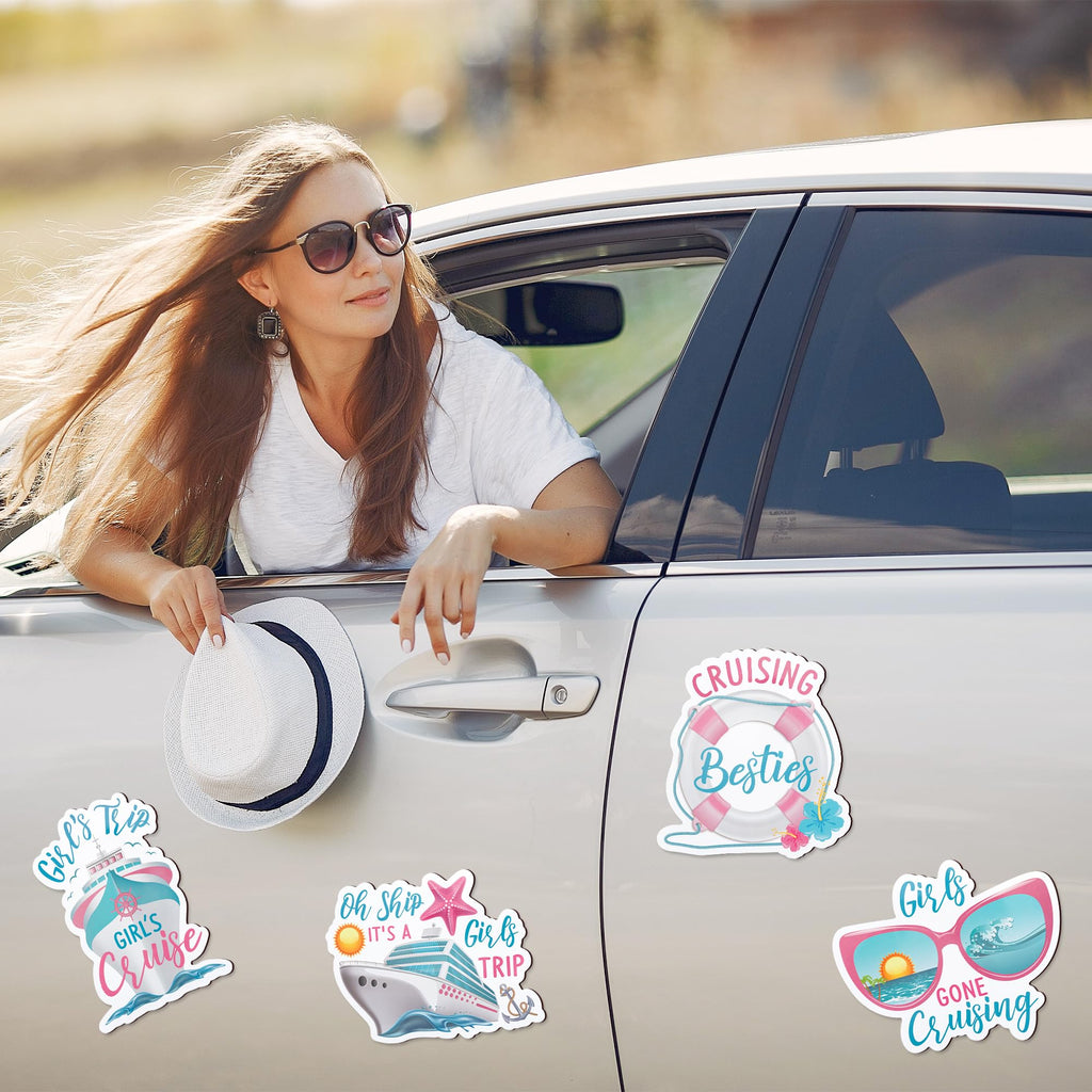 JAPBOR Cruise Door Decorations Magnetic - 4PCS It’s A Girls Trip Magnets, Girl Ship Car Cabin Refrigerator Magnet Decal, Cruising Magnetic Fridge Stickers for Home Kitchen Decor