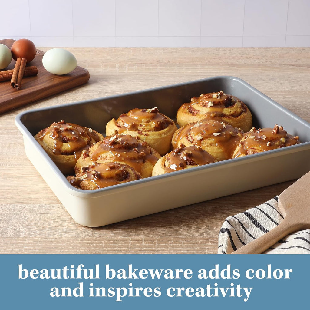 Sur La Table Nonstick Baking Pan - 9x13 Inch PFOA-Free Roaster in Linen White | Kitchen Essential