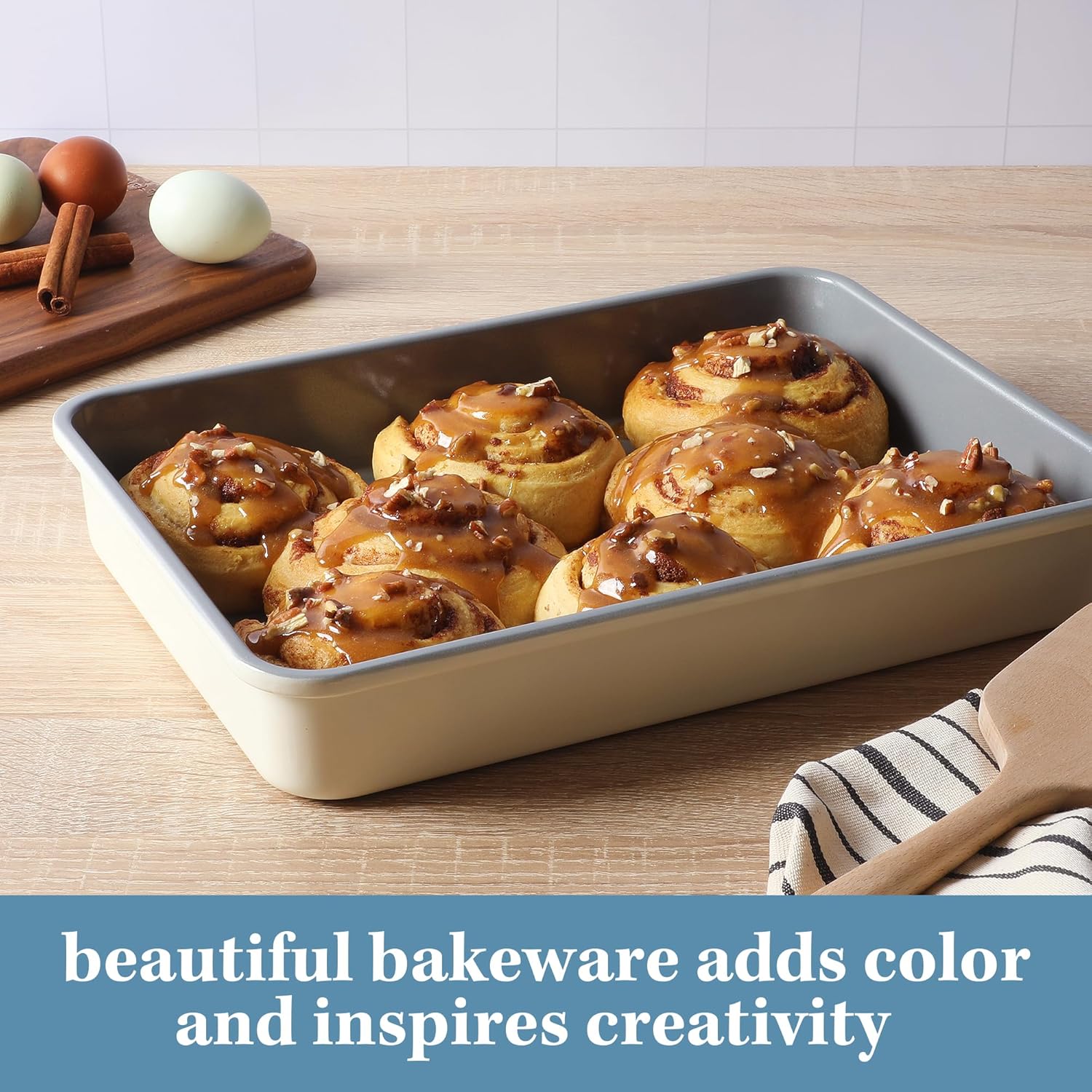 Sur La Table Nonstick Baking Pan - 9x13 Inch PFOA-Free Roaster in Linen White | Kitchen Essential