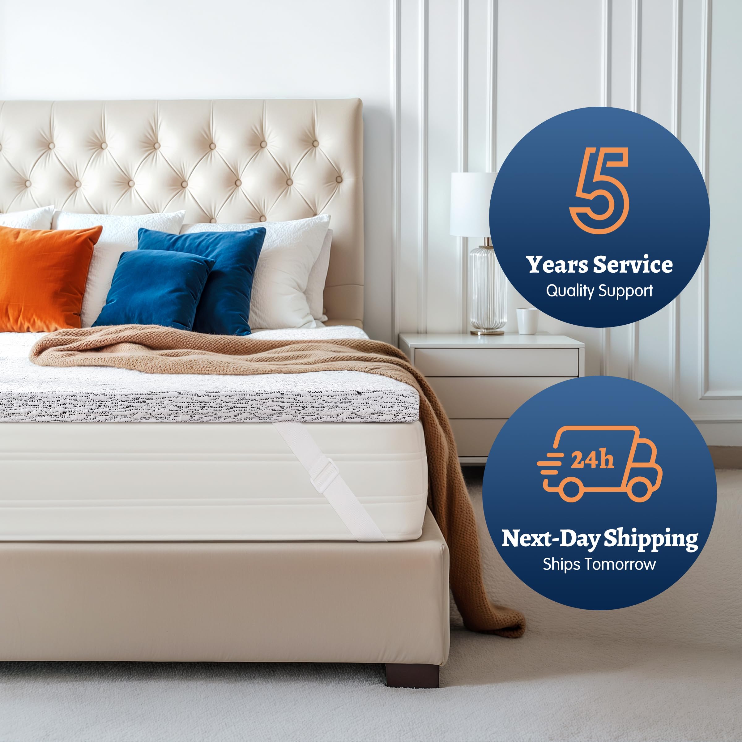 Subrtex Mattress Topper Cover Queen Size 4 Inch (Only Cover) Mattress Topper Protector Bedding Removable Encasement with Zipper Closure