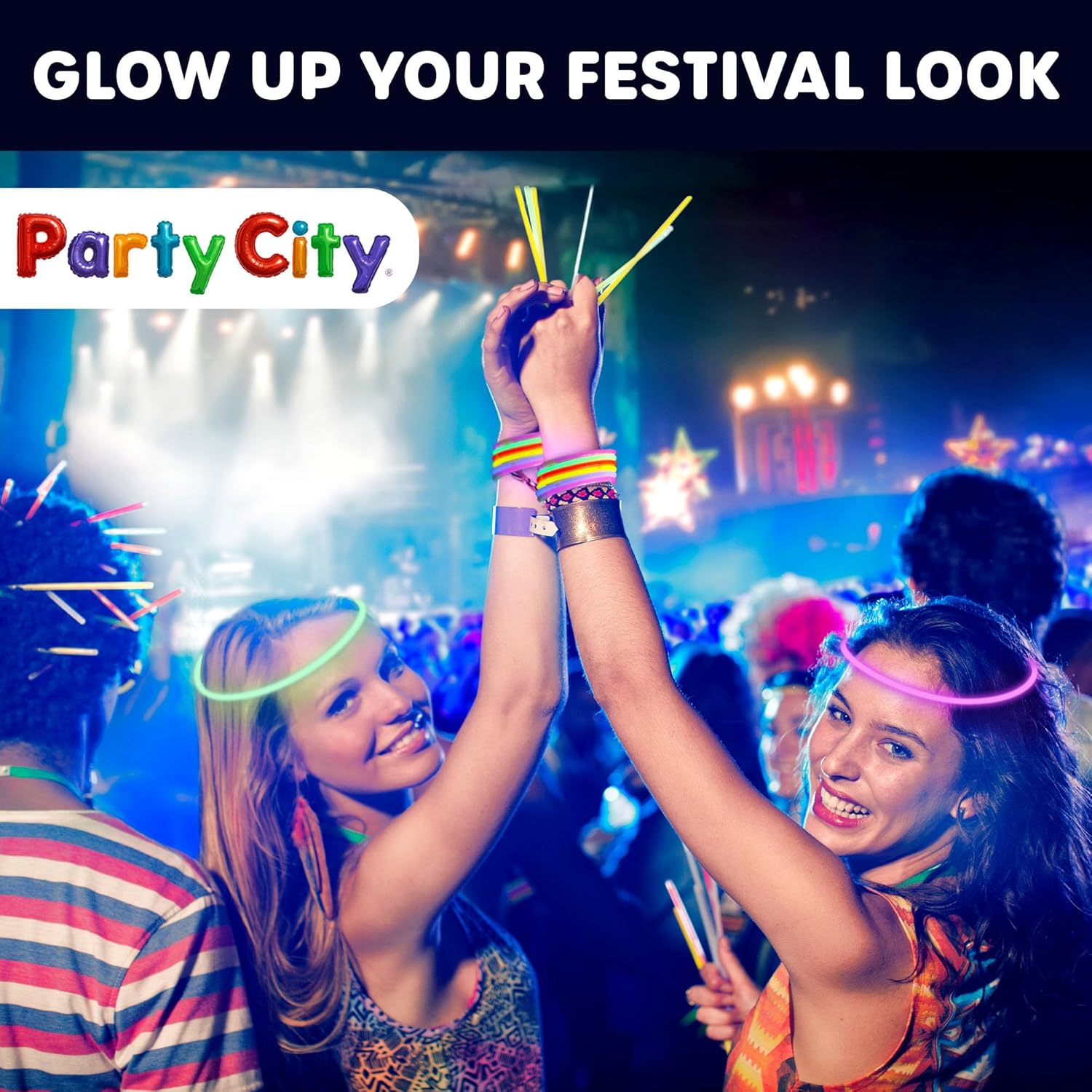 Party City 500 Glow Sticks - Neon Glow in the Dark Party Supplies | Connectors, Bracelets & Necklaces for Kids & Adults