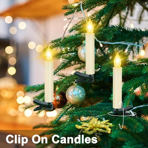 LED Christmas Candles - Flickering Flameless Taper Candles with Remote Timer | Warm White Light, Set of 20