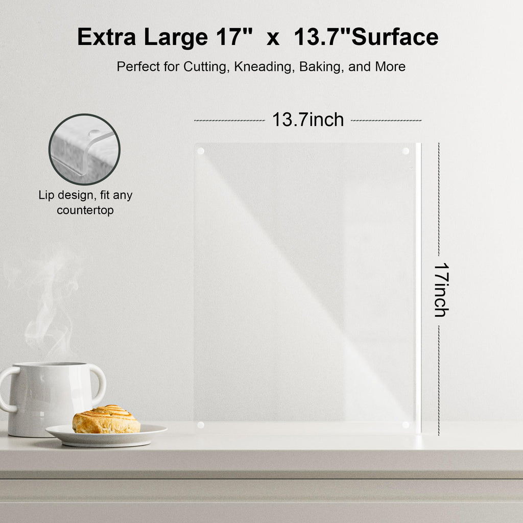 Tempered Glass Cutting Board with Lips, Clear Cutting Board, Easy to Clean and Dishwasher Safe (Clean -17 * 13.2 ins)