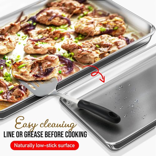 JoyTable Aluminum Baking Sheet Set - Commercial Quality Non-Stick Cookie Sheets, 21 x 15 Inch, 2 Pack