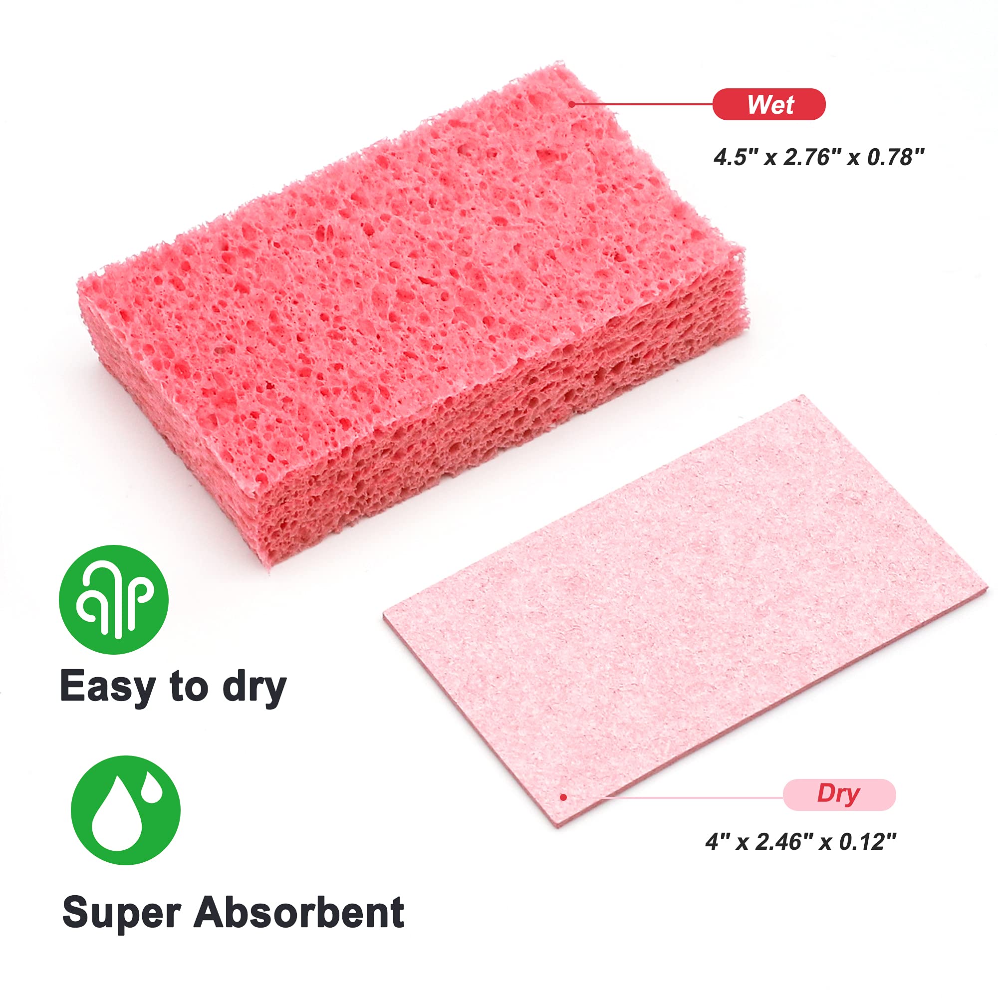 ARCLIBER Kitchen Sponge,Heavy Duty Color Cellulose Sponge,Clean Tough Messes Without Scratching (12 Pack)