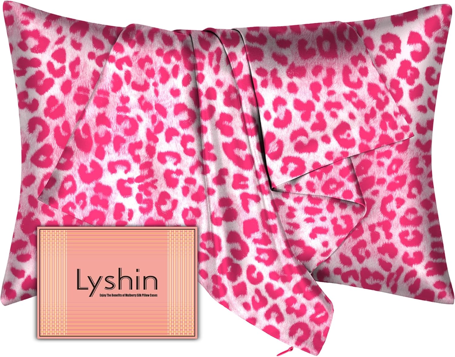 **Skiennix Mulberry Silk Pillowcase - King Size, Hidden Zipper, Soft & Breathable for Hair & Skin | Leopard Pink**