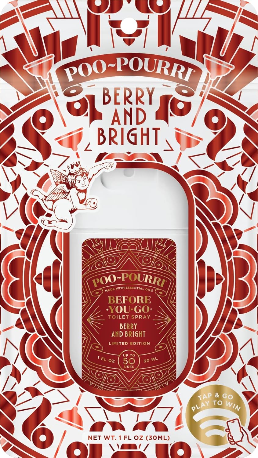 Poo-Pourri Before-You-Go Holiday Pocket Sprayer - Berry & Bright, 1 Fl Oz | Cinnamon, Cranberry, Balsam Fir