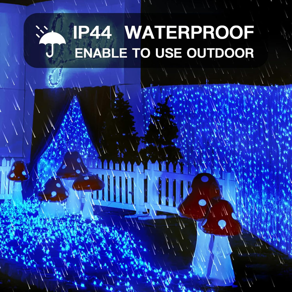 Suddus Curtain Lights - 200 LED Waterproof Fairy String Lights for Bedroom & Outdoor Decor | Blue