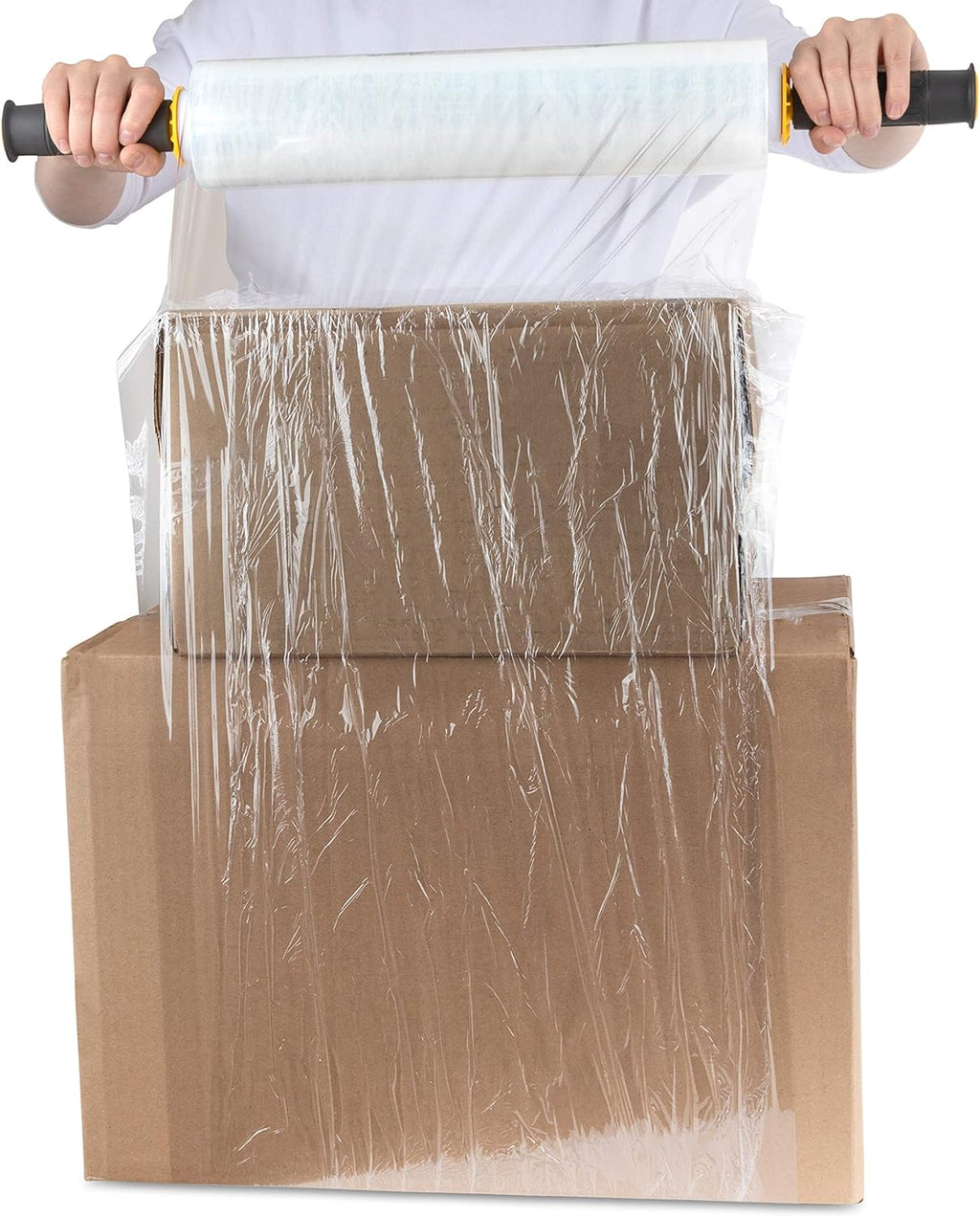 Modern Innovations 15-Inch Heavy-Duty Clear Stretch Wrap Roll - 1000 Feet with Handles for Moving & Packing