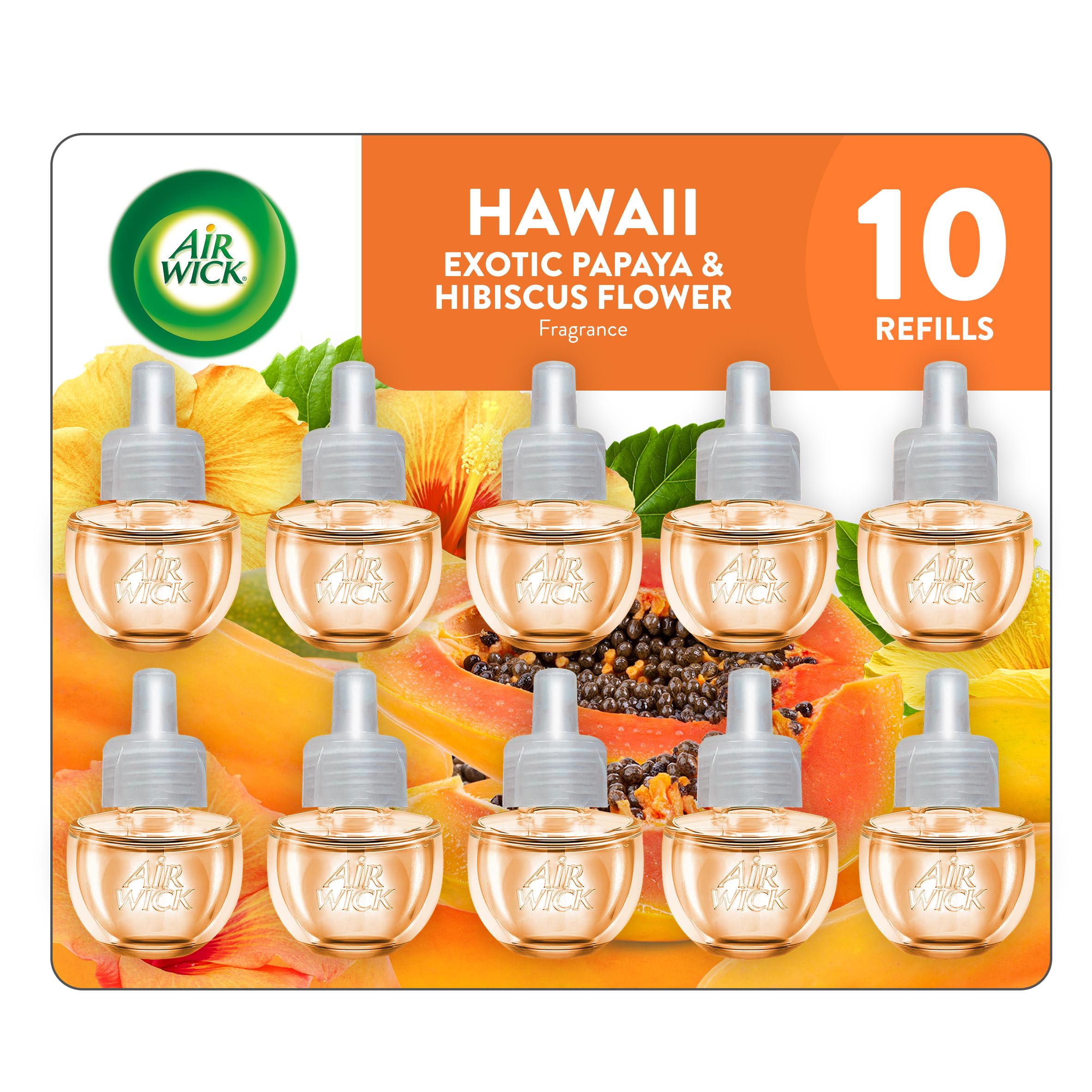 Air Wick Plug in Scented Oil Refill, 10ct, Hawaii, Air Freshener, Eco Friendly, Essential Oils