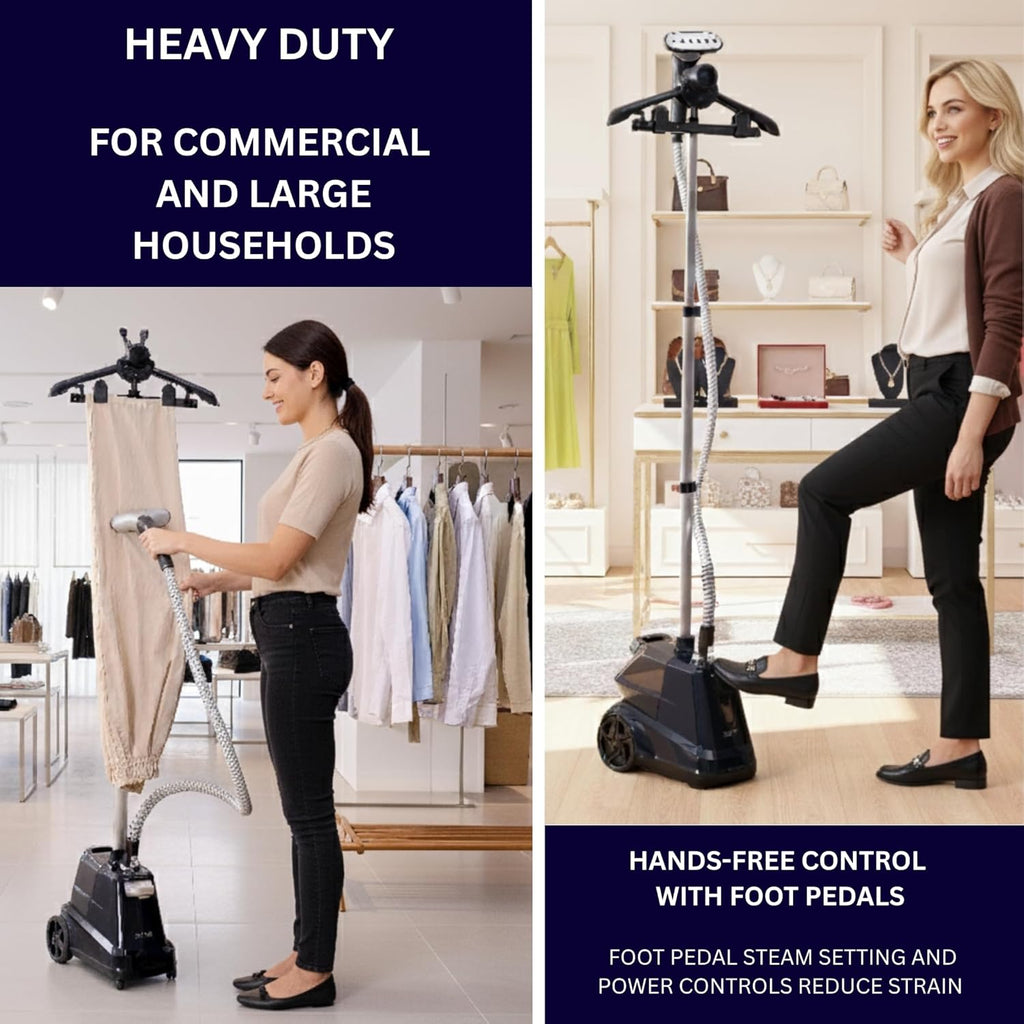 SALAV Heavy Duty Garment Steamer - Powerful 1800W with 3L Water Tank | Full-Size, Navy