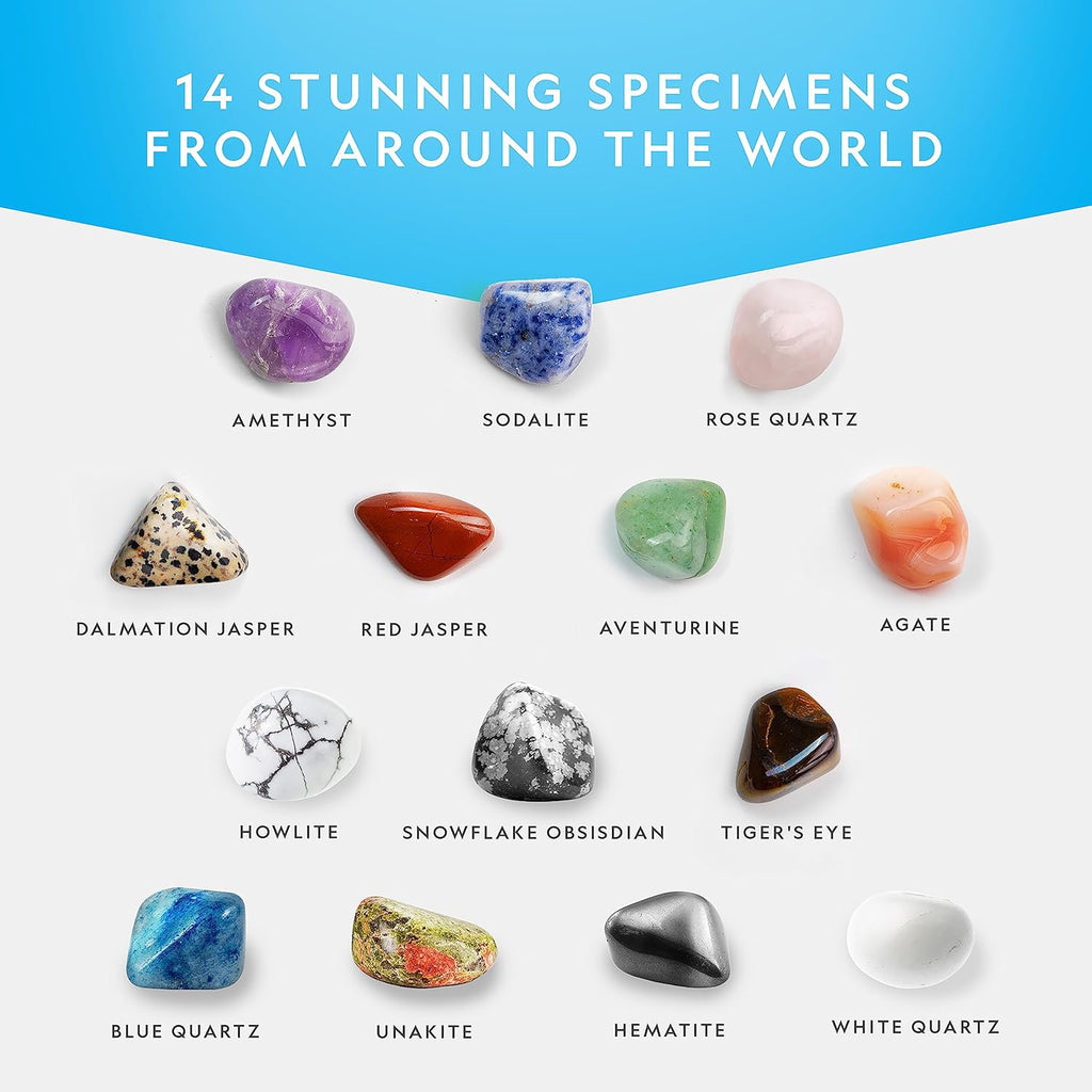 National Geographic Premium Polished Stones - 2 Pounds of 3/4-Inch Tumbled Gemstones for Kids | STEM Rock Kit