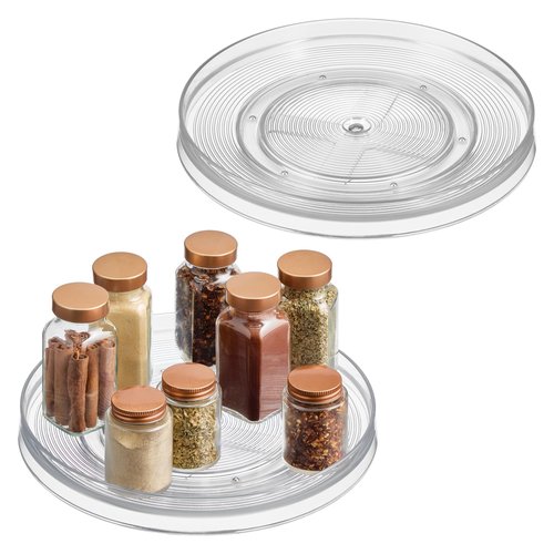 iDesign 11-Inch Round Lazy Susan Organizer for Kitchen or Pantry Storage - Set of 2 - Clear