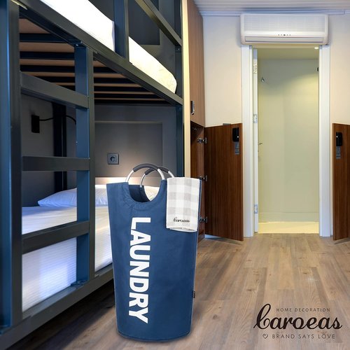 Caroeas 125L Laundry Basket - Large Collapsible Hamper with Padded Handles | Navy Blue