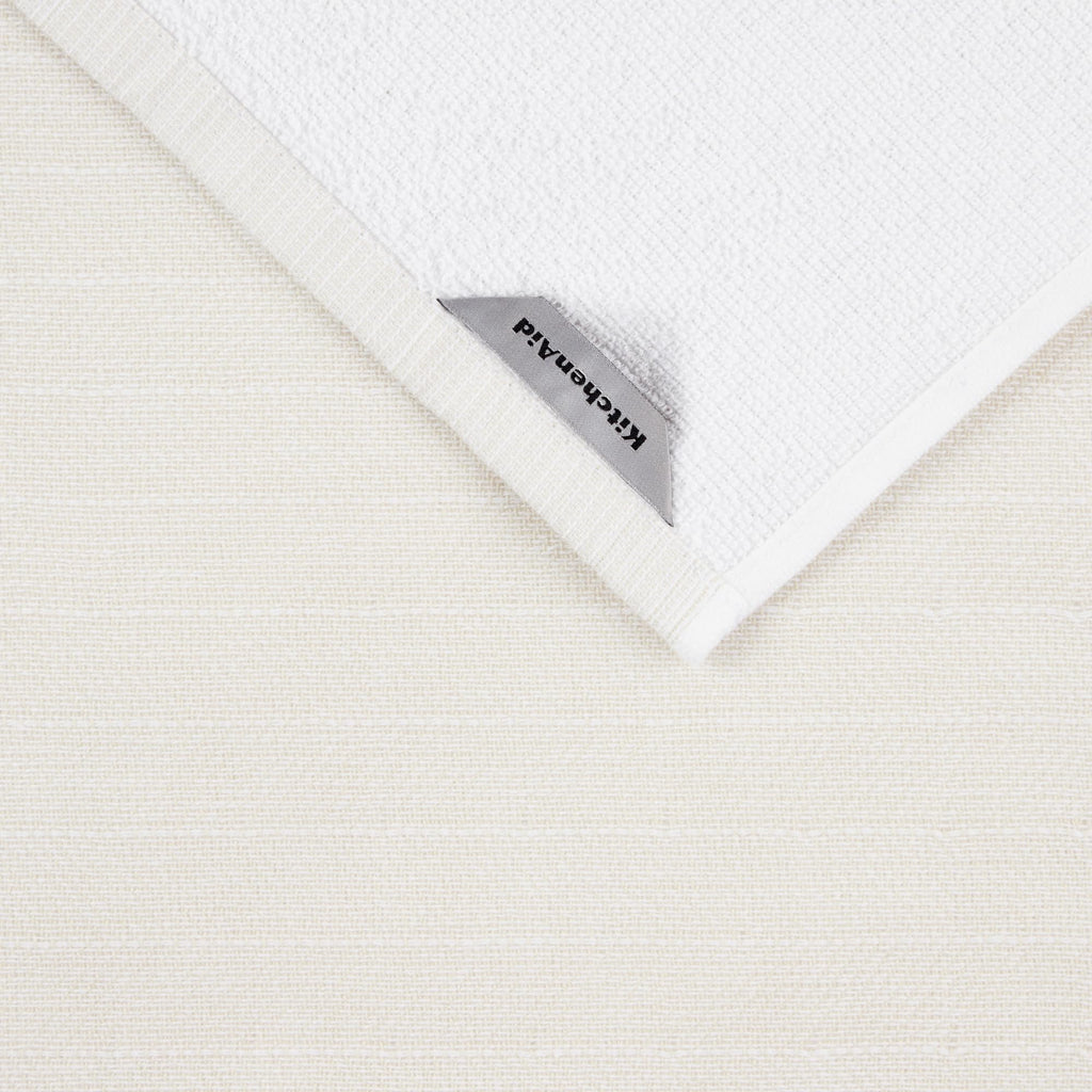 KitchenAid Chambray Stripe Kitchen Towels 8-Pack, Absorbent 100% Woven Cotton, Milkshake/White, 17”x28”