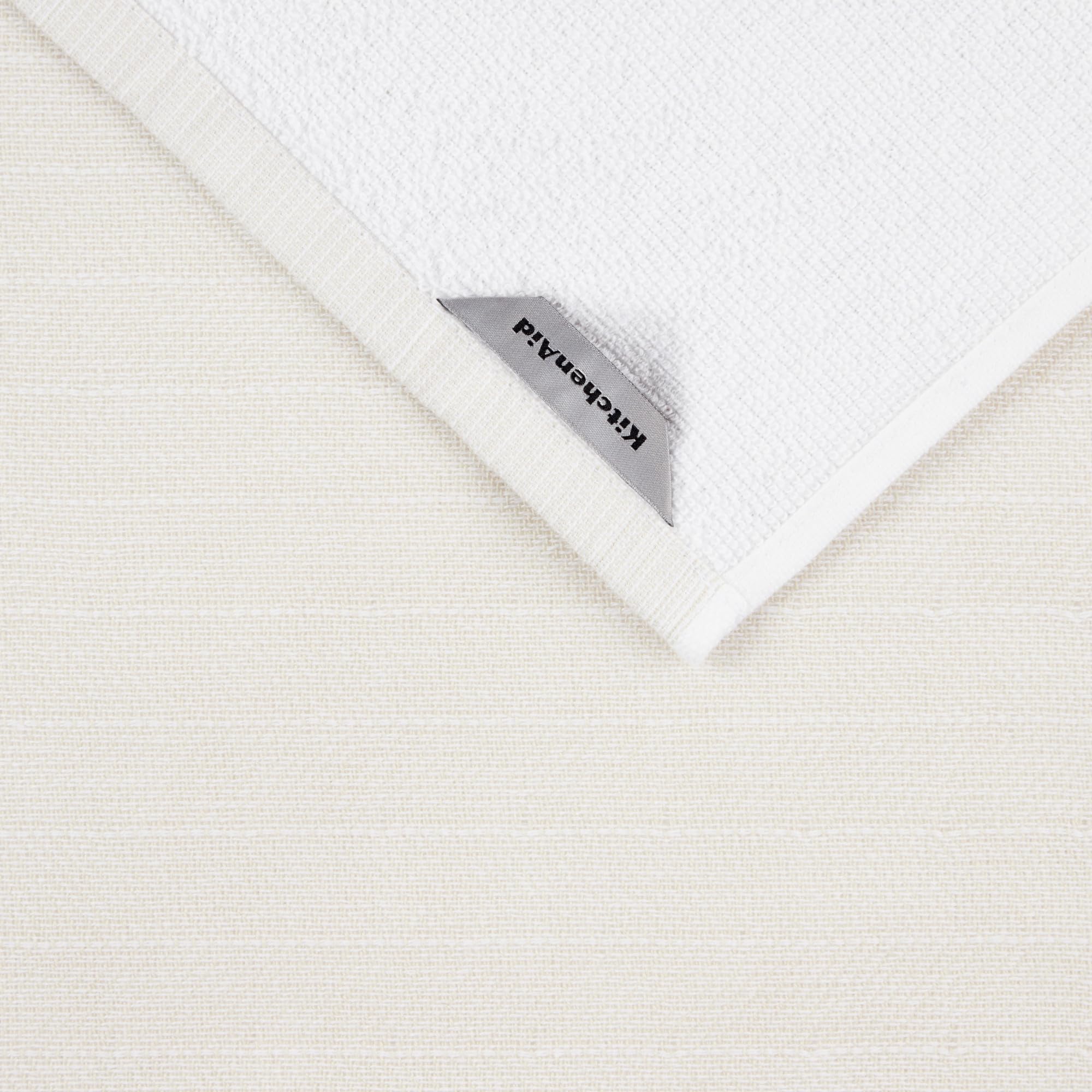 KitchenAid Chambray Stripe Kitchen Towels 8-Pack, Absorbent 100% Woven Cotton, Milkshake/White, 17”x28”