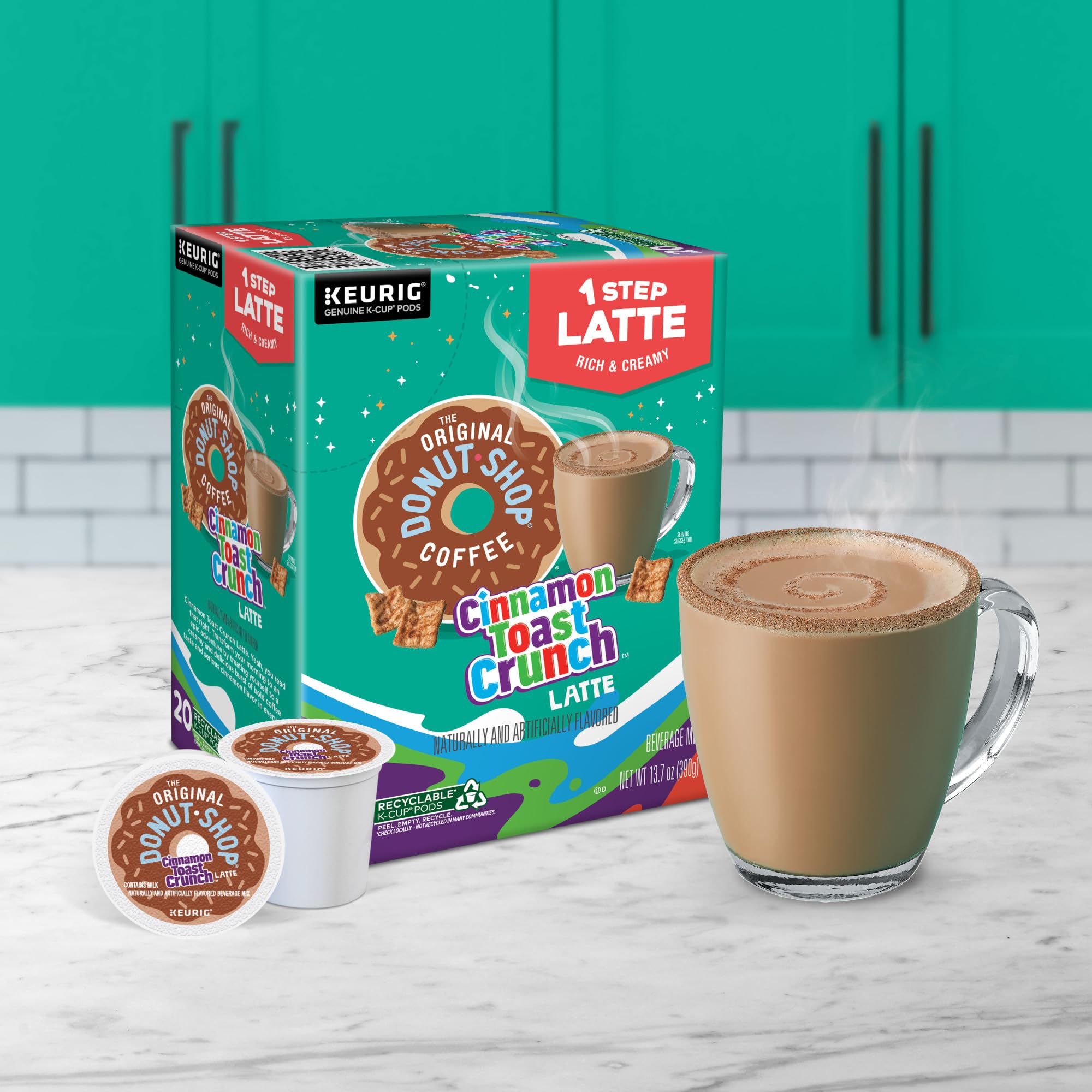 The Original Donut Shop Cinnamon Toast Crunch One-Step Latte, Keurig Single Serve K-Cup Pods, 20 Count