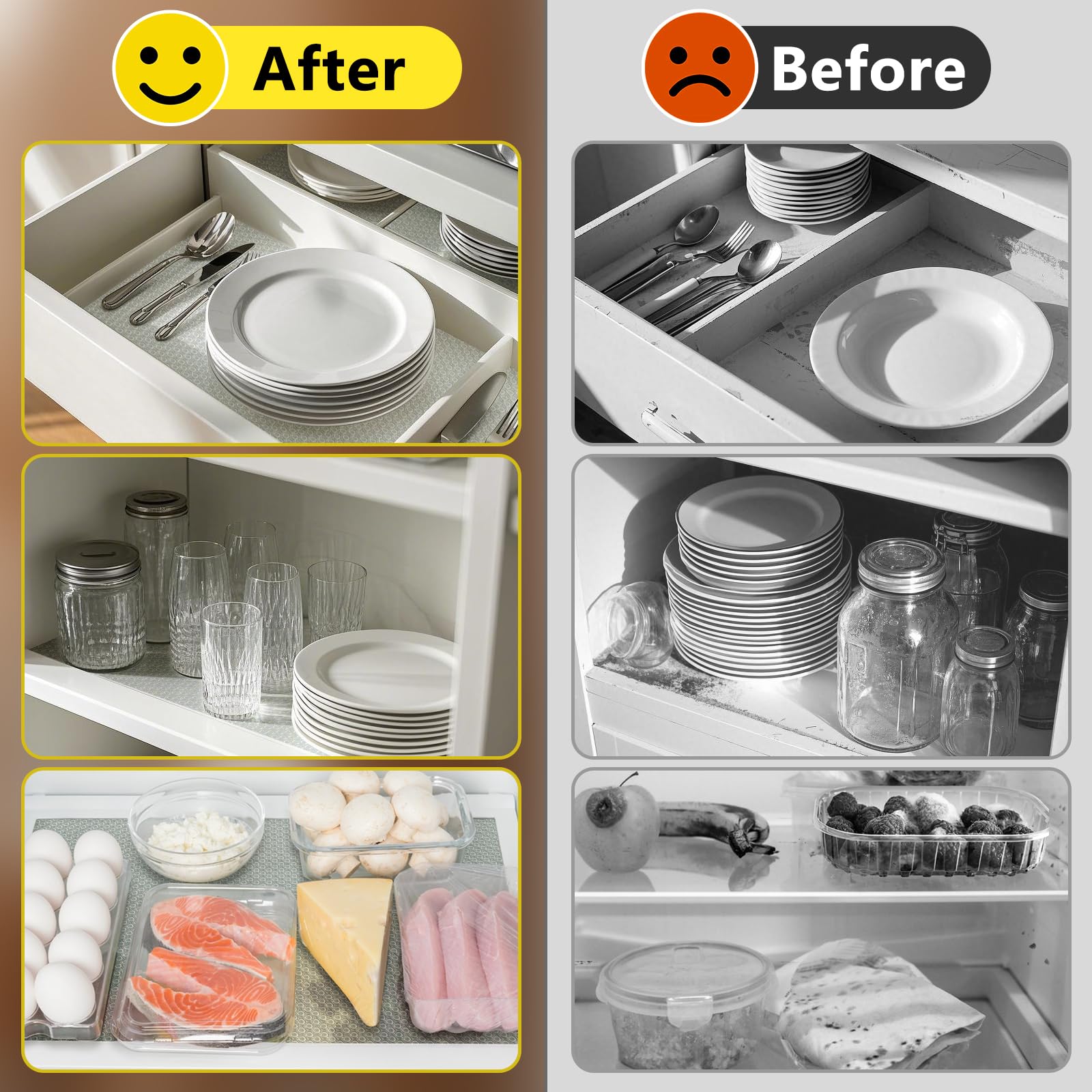 Shelf Liner, Waterproof Refrigerator Liner, Drawer Liners for Kitchen Cabinet, Bathroom Under Sink Mat Non Adhesive Fridge Liner EVA Place Mats Roll - Clear 17.7"×78.7"