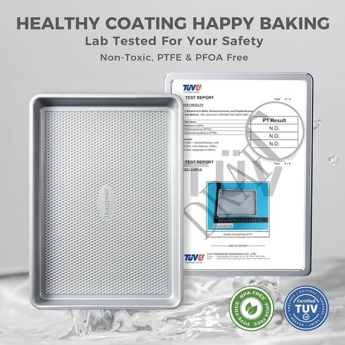 HONGBAKE Baking Sheet Pan Set - Naturally Non-Toxic Heavy Duty Aluminized Steel | 3-Piece Nonstick Cookie Sheets