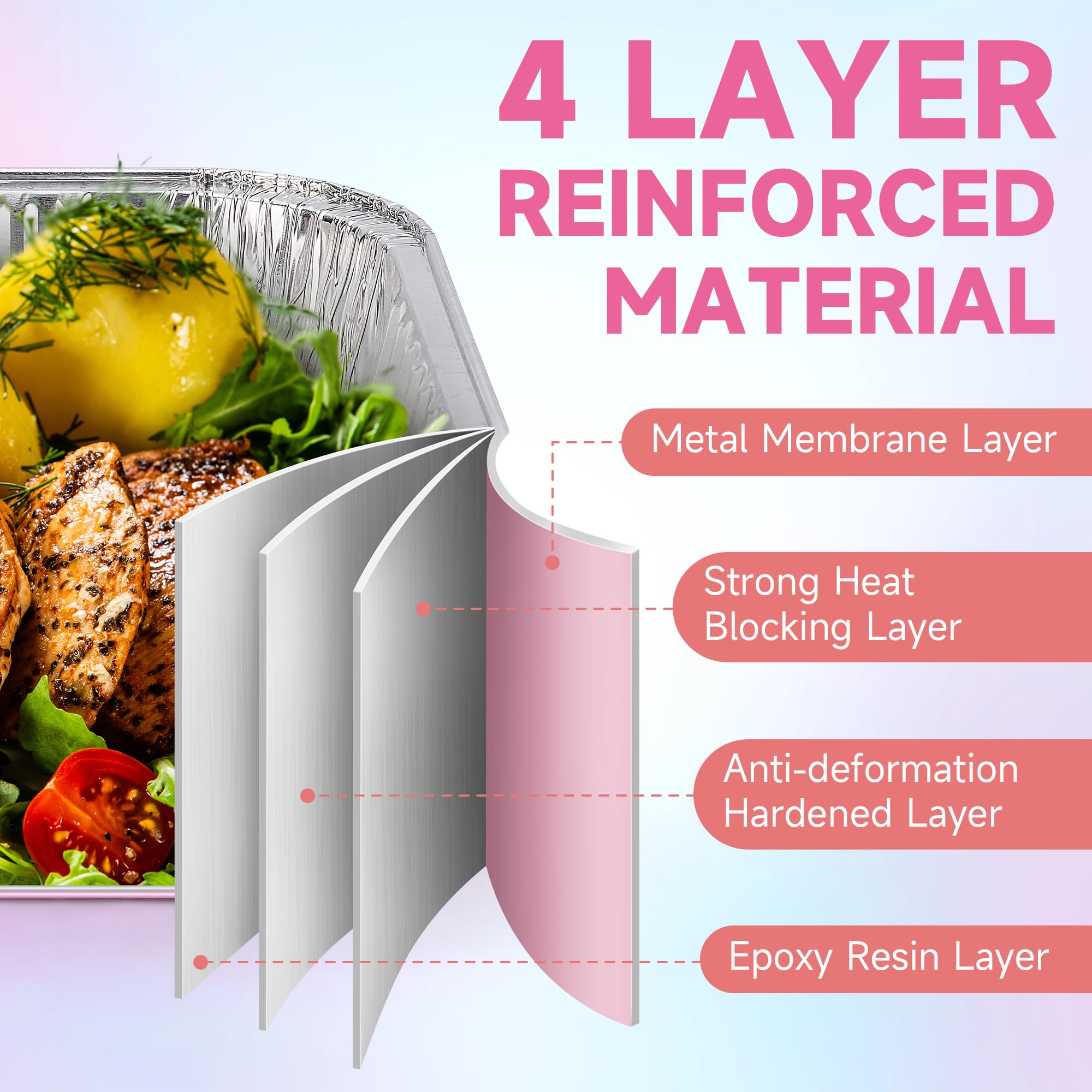 (35 Pack)Pink 8x8 Inch Disposable Aluminum Foil Pans&Square Cake Pans for Parties, Clear Plastic Lids,Eco-Friendly Baking Trays with Stickers&Cake Spoons,Picnics,Casseroles,Takeout,Recyclable Cookware