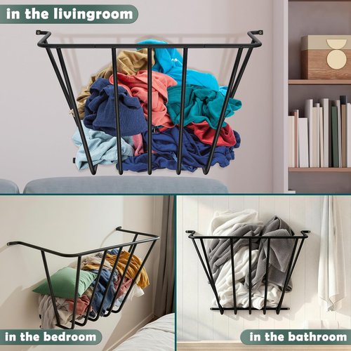 Zatozkar Upgraded Throw Wall Blanket Holder Thicken, Metal Wall Stuffed Animal Storage Mounted Rack Towel Quilt Blanket Toy Clothes Hanging Organizer for Bathroom Living Bedroom Huge Capacity Bold