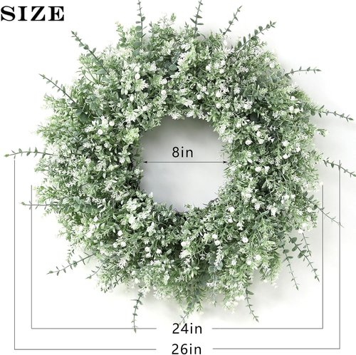 Eucalyptus & Lavender Wreath by [Brand Name] - 26'' Large Artificial Floral Decor for All Seasons | White-Green